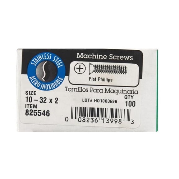 825546 10-32 x 2 in. Machine Screw Flat Head Phillips