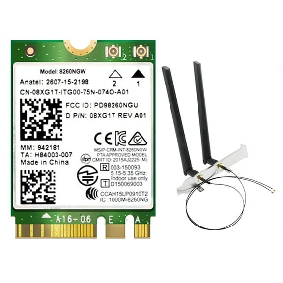 8260 8260NGW WiFi Card+External Antenna Dual-Band 2.4G/5Ghz 867M BT4.2 AC8260 NGFF M.2 WiFi Wireless Card Module