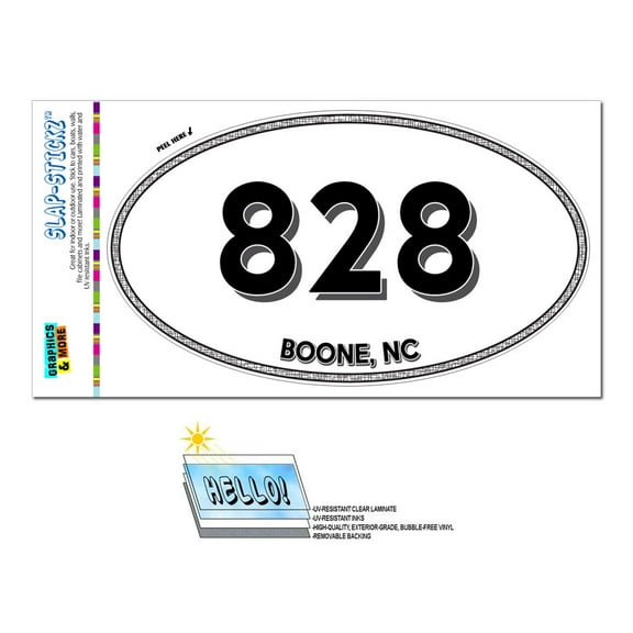 828 - Boone, NC - North Carolina - Oval Area Code Sticker
