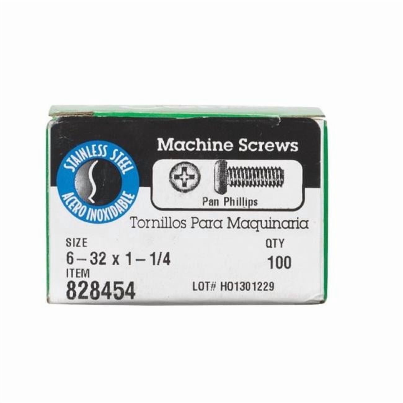 828454 6-32 x 1.25 in. Phillips Pan Head Stainless Steel Machine Screw