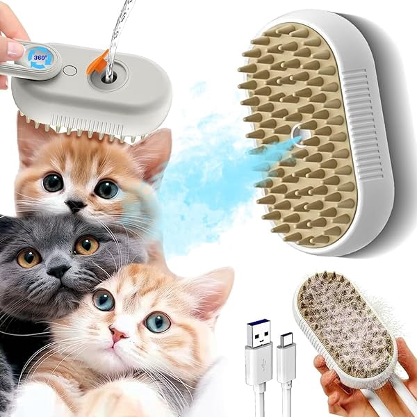 829 Cat Steam Brush for Shedding Cat Steam Brush Spritz Defur Comb for ... - Cat Shedding Brush With Storing Pouch