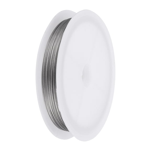 82FT (25m) 0.024inch (0.6mm) 7-Strand Bead String Wire, Stainless Steel Nylon Coated Bead Cord Stringing Wire for Jewelry Bracelet Beading Making, Silver