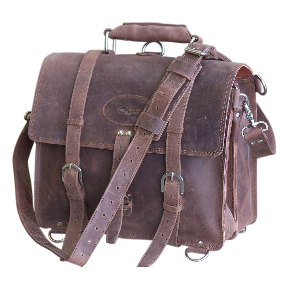 Komalc 15 inch retro buffalo hunter leather laptop messenger bag office briefcase college bag store