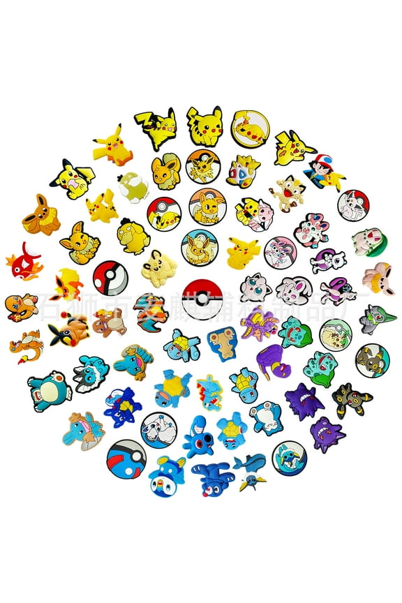 82PCS Pokemon Shoe Charms, Premium Random Shoe Charms for Girls, Cute PVC Shoe Decoration Charms for Girls Boys Women Men