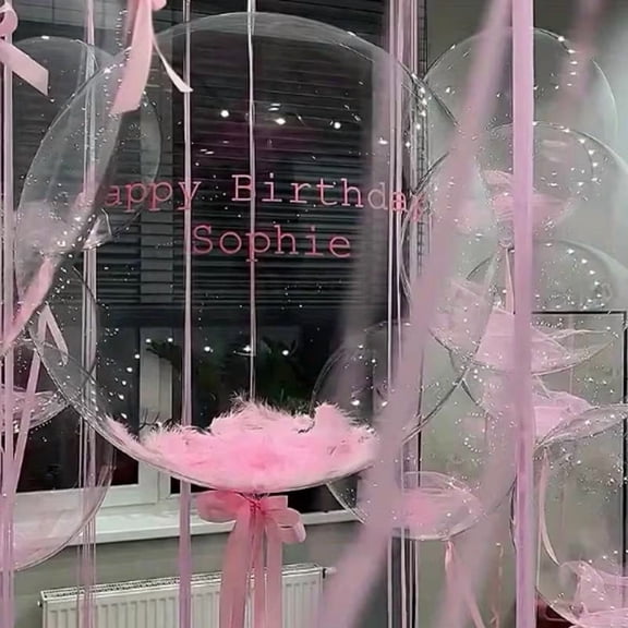 82Pcs 20-Inch Pink Balloons with Bows Feathers for Wedding Birthday Party Decor