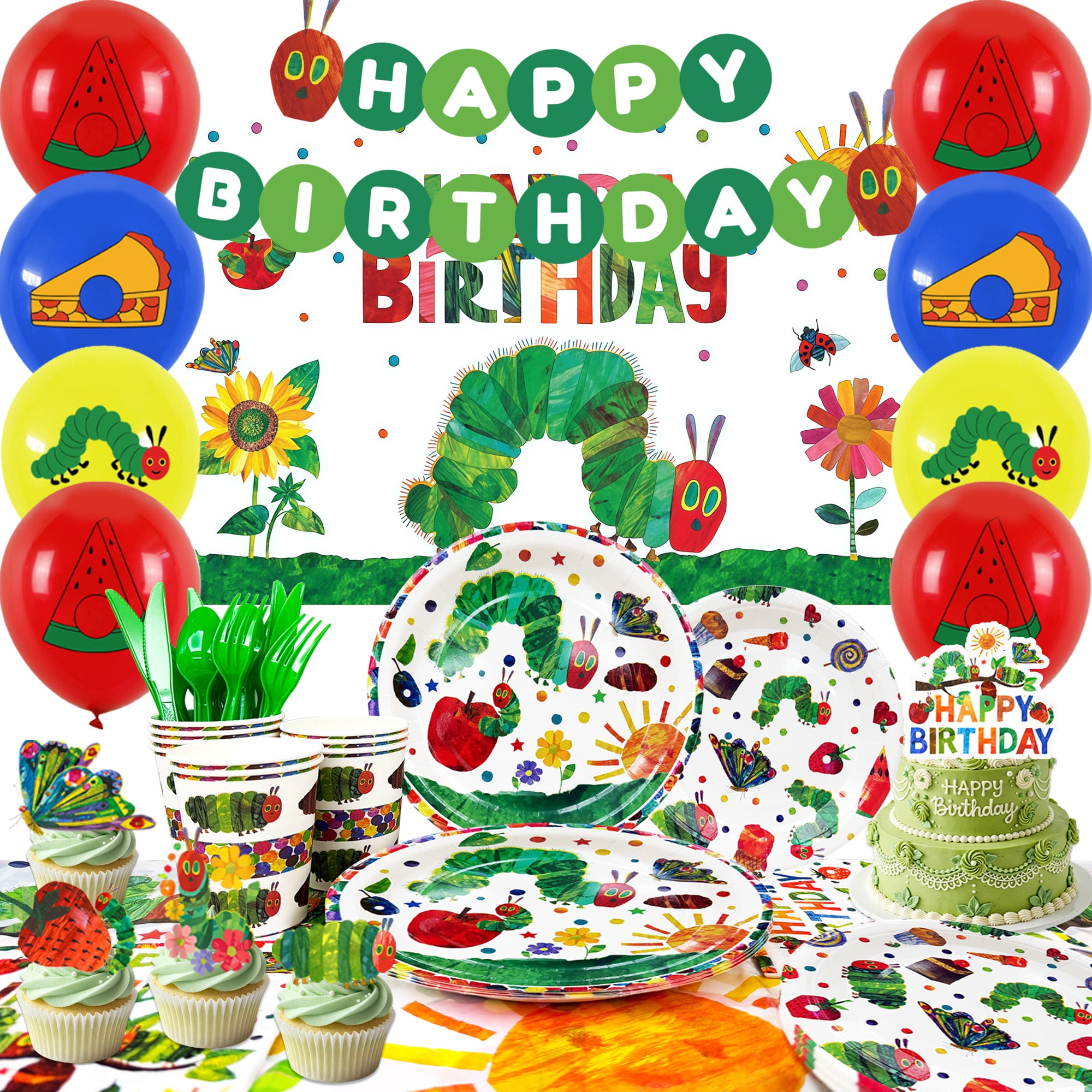Tableare 82Pcs Birthday Party Supplies, Including Caterpillar Birthday ...