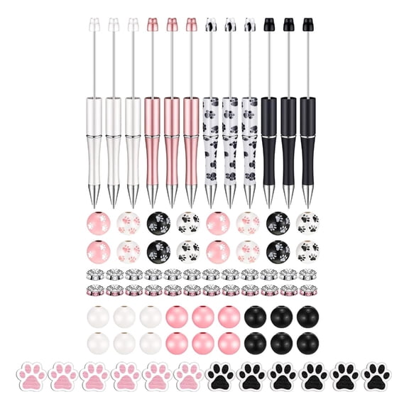 82Pcs DIY Beadable Ballpoint Pen with Craft Beads, Rhinestone Beads