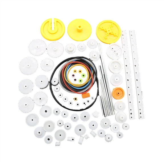 82Pcs Gear Package Kits Motor Gears Plastic Spindle Worm Gear Set Robot Gear Pulley Shaft Belt Assembly for Robot Toy