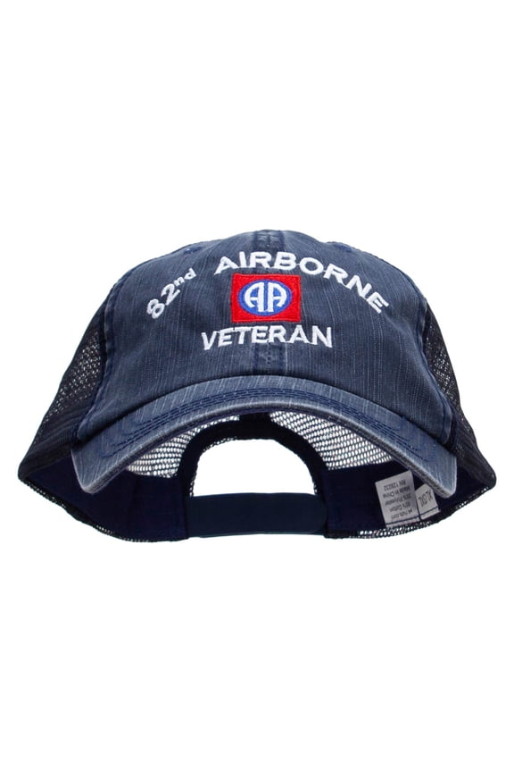 82nd Airborn Veteran Big Size Special Cotton Low Profile Trucker Cap - Navy XL-3XL