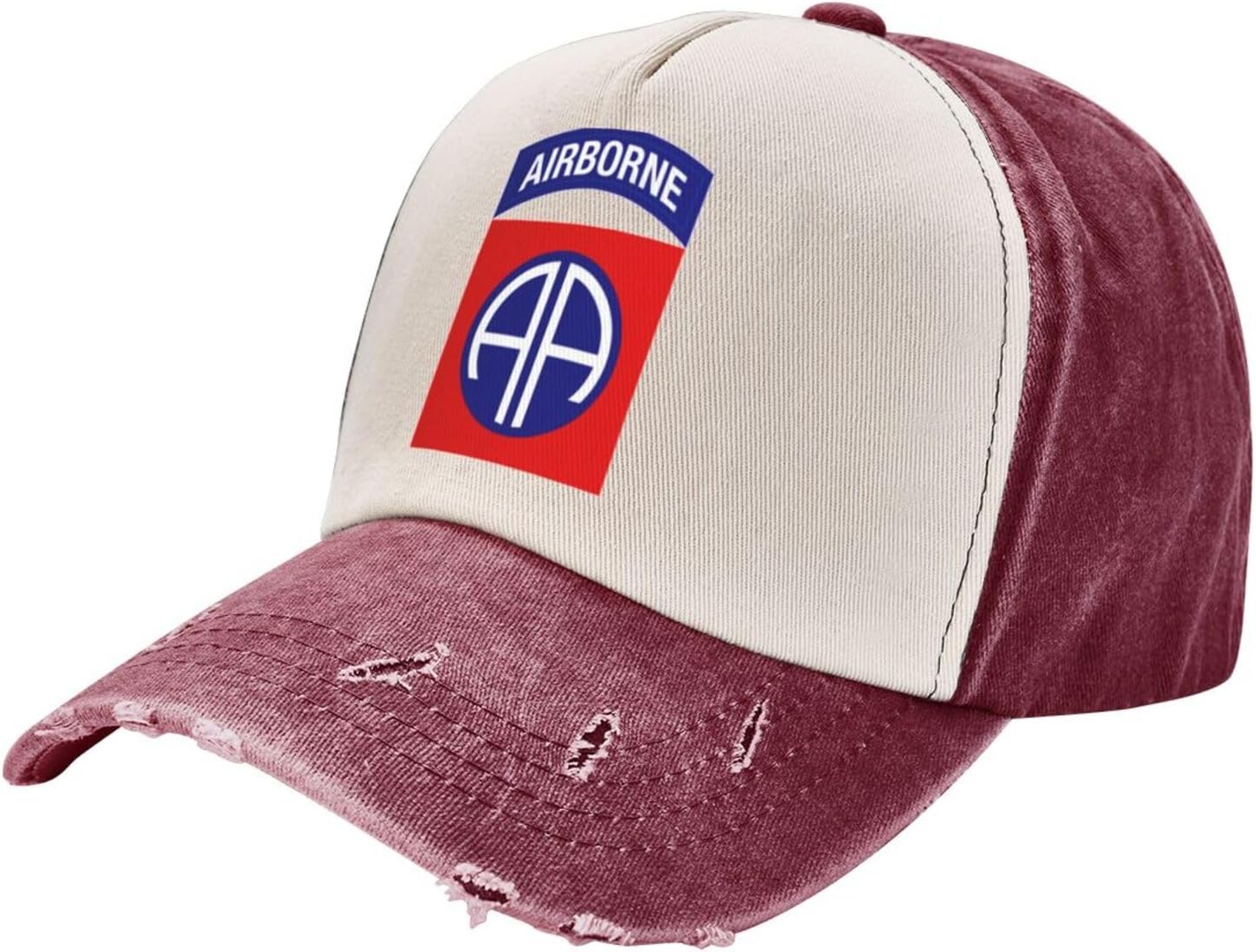 82nd Airborne With Ranger Vintage Wash Denim Baseball Cap - Adjustable, Cotton