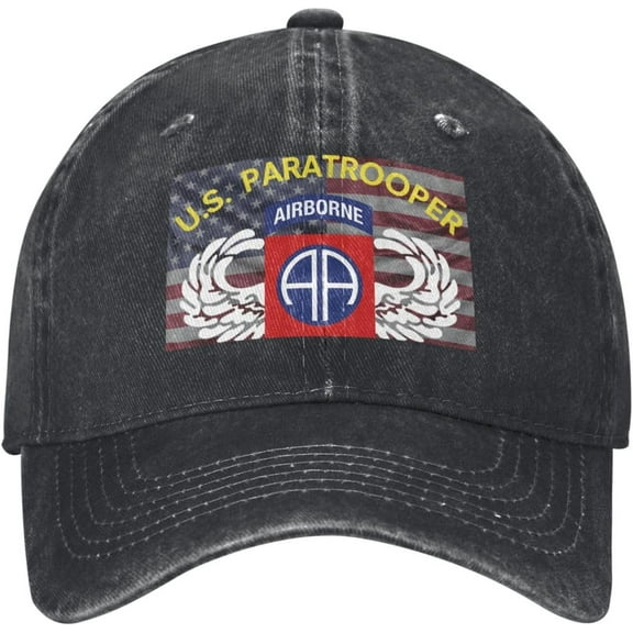 82nd Airborne Division US Paratrooper Veteran Baseball Cap Adjustable Personalized Adult Sports Hats Black