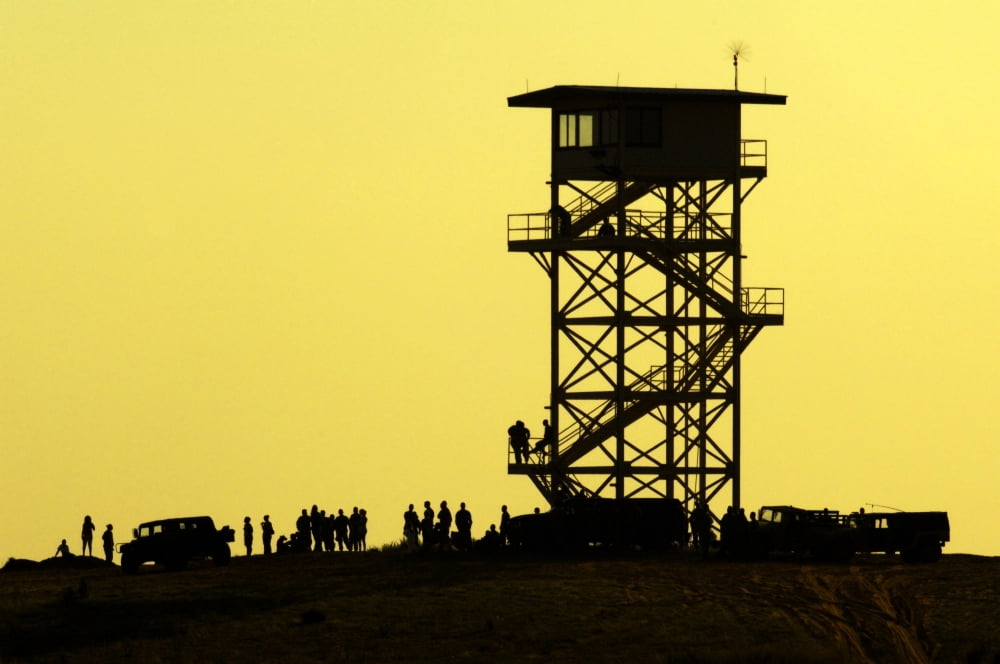 82nd Airborne Division soldiers gather to watch a personnel drop at Fort Bragg Canvas Art - Stocktrek Images (35 x 24)