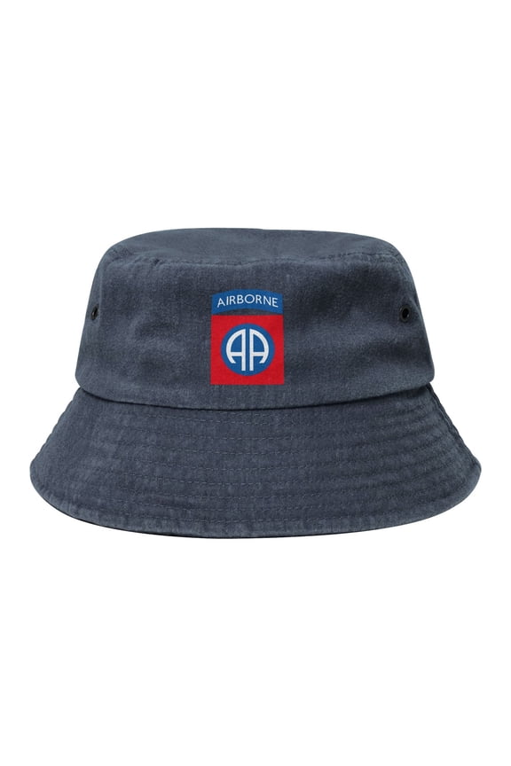 82nd Airborne Logo Washed Bucket Hat For Men Women Denim Bucket Hat Sun Hat Cowboy Fishing Beach Hat