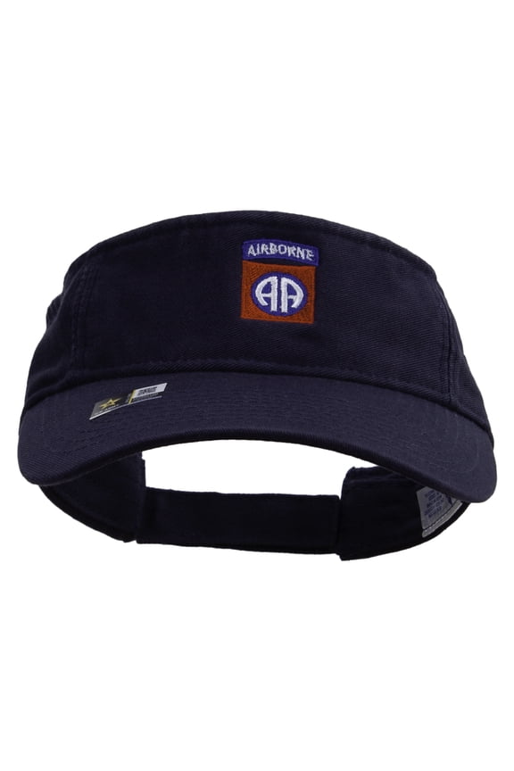 82nd Airborne Military Embroidered Cotton Twill Washed Visor - Navy OSFM