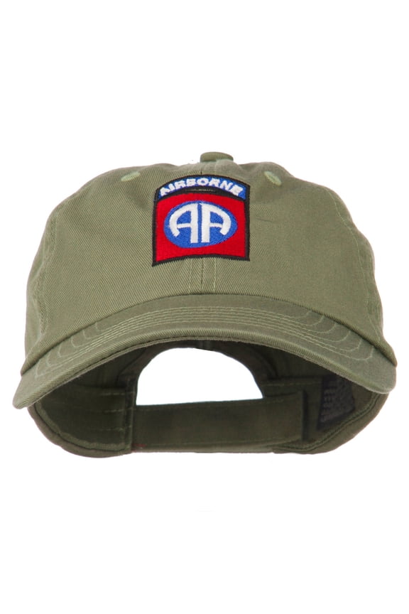 82nd Airborne Military Embroidered Pigment Dyed Cotton Cap - Olive OSFM