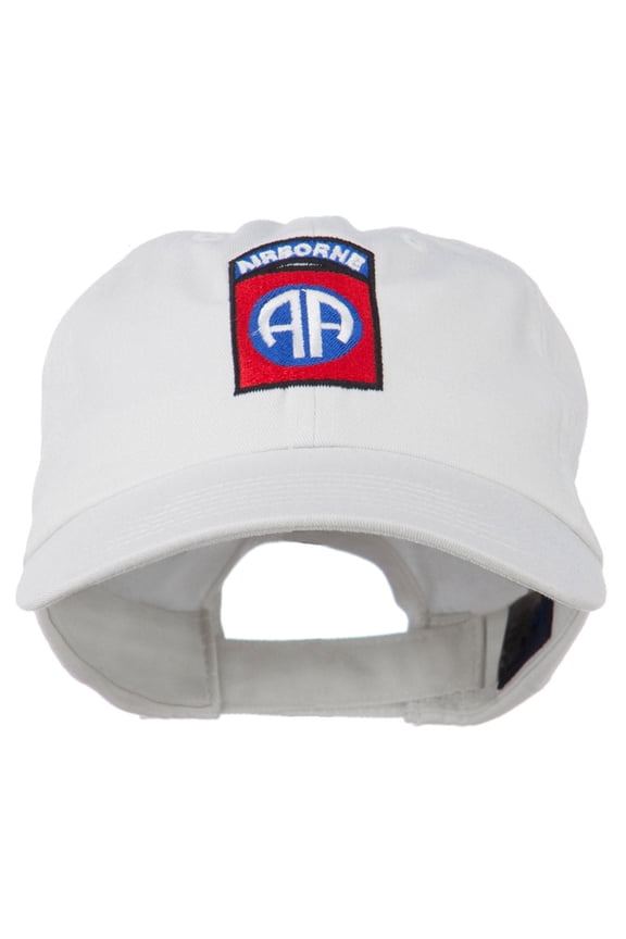 82nd Airborne Military Embroidered Pigment Dyed Cotton Cap - White OSFM