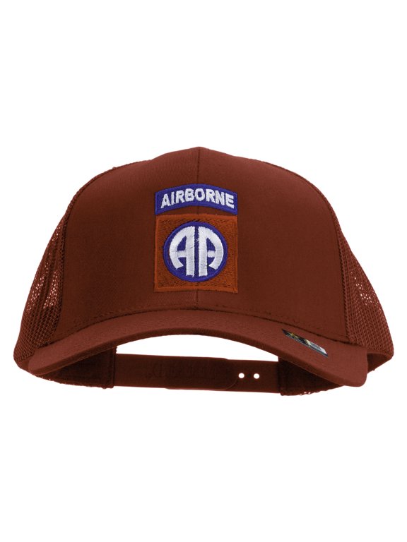 82nd Airborne Military Embroidered Solid Cotton Twill Mesh Prostyle Cap - Red OSFM