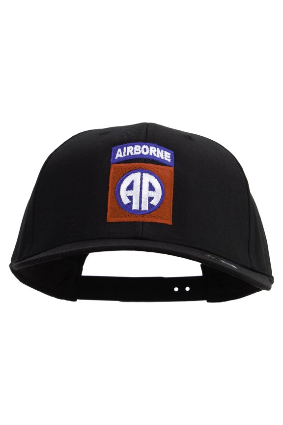 82nd Airborne Military Embroidered Solid Cotton Twill Pro Style Cap - Black OSFM