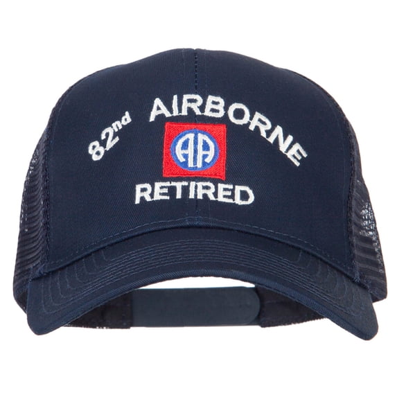 82nd Airborne Retired Embroidered Solid Cotton Mesh Pro Cap - Navy OSFM
