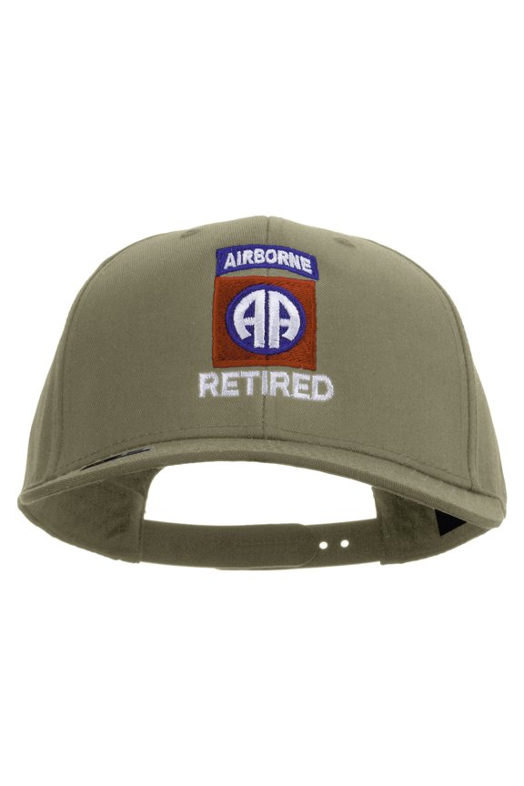 82nd Airborne Retired Embroidered Solid Cotton Twill Pro Style Cap - Khaki OSFM