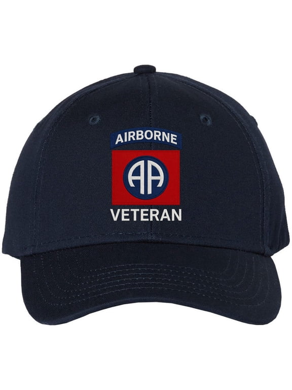 82nd Airborne U.S. Veteran Embroidered Baseball Cap | USA Army Military 100% Cotton Adjustable Unisex Dad Hat (NavyBlue)