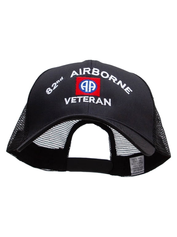 82nd Airborne Veteran Embroidered Big Size Solid Cotton Twill High Profile Mesh Pro Style Cap - Black XL-3XL