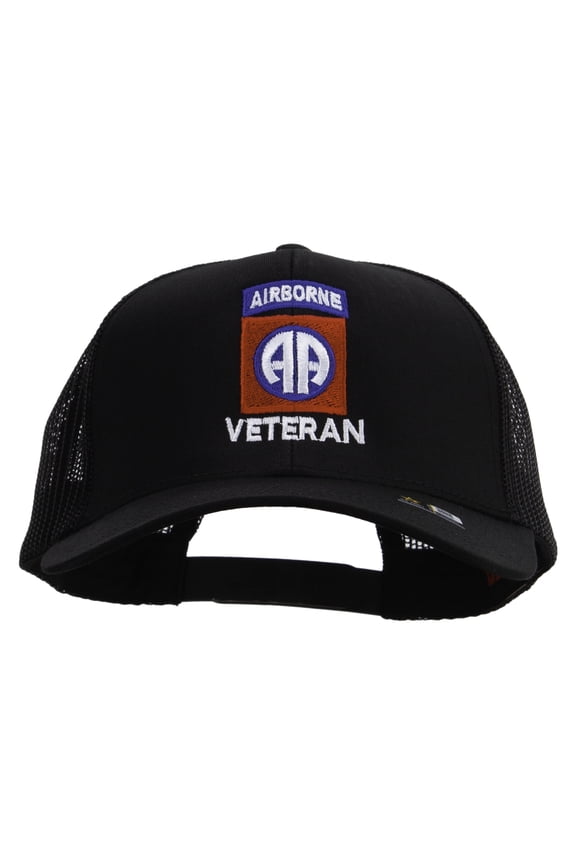 82nd Airborne Veteran Embroidered Solid Cotton Twill Mesh Prostyle Cap - Black OSFM