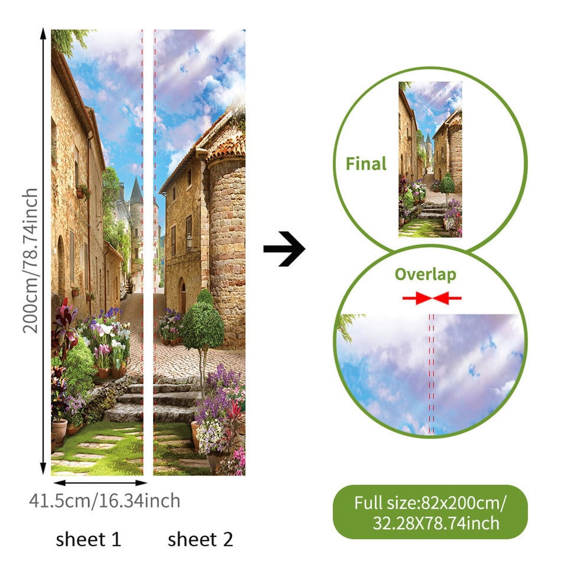 82x200cm Door ration Waterproof Wall Stickers Sweet Pink Rose Bedroom