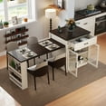 thumbnail image 1 of 83.1" Extendable Kitchen Island with Slide Out Table,Mobile Prep Station with Tempered Glass Doors,Storage Racks and Wheels,Space Saving Dining Table and Breakfast Bar for 2-6,Creamy White and Walnut, 1 of 6