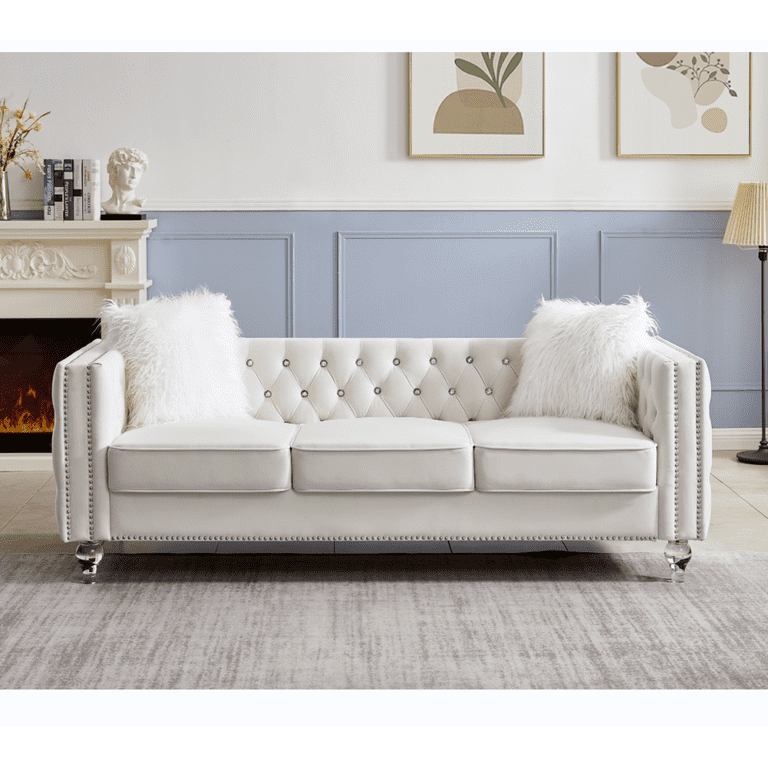Plush velvet chesterfield sofa discount