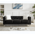 thumbnail image 1 of 83" 3-Seater Chesterfield Sofa Couch, Tufted Upholstered Sofa with 2 Plush Pillows, Crystal Legs and Nailhead Trim Arms, Diamond Comfy Sofa for Living Room, Office, Guests Room, Black, 1 of 9