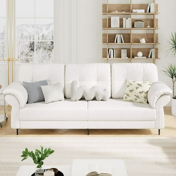 83.5" Loveseat Sofa, 3 Seat Sofa Couch with Removable Pillows, Side Pockets, Mid Century Modern Living Room Furniture, Love Seat Couches for Living Room, Bedroom, Apartment, Loft