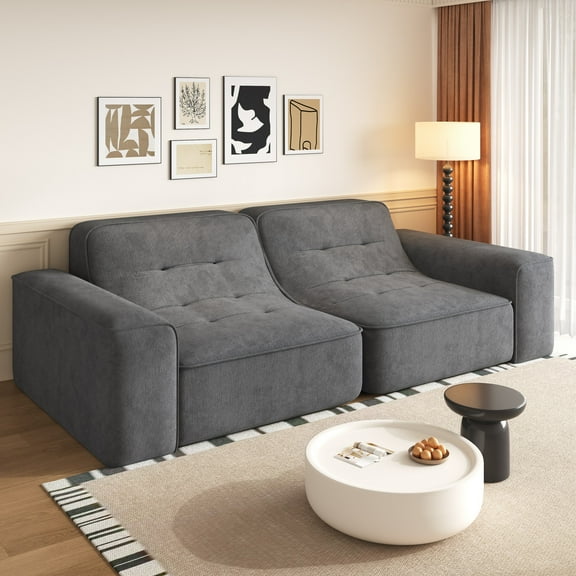 83.6" Modular Sectional Sofa Couch with Tufted,Modern Chenille 3-Seater Sofa Deep Seat Couch for Living Room,Apartment,Office,Grey
