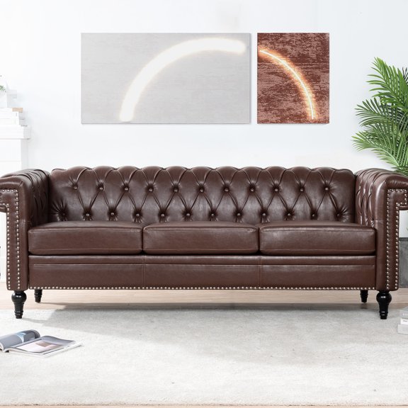83.66 Inch Sofa with Removable Cushions | High Rebound & Birch Legs | Hotel Lobby