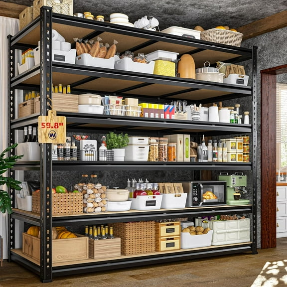 83.8"H Garage Shelving 59.8"W Metal Shelving 3000LBS Storage Shelves Heavy Duty Garage Shelves Adjustable 6 Tier Metal Shelf for Basement Warehouse Pantry Supermarket 59.8"W x 24"D x 83.8"H