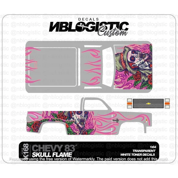 '83 CHEVY SILVERADO Custom WaterSlide Decal for hot wheels 1/64