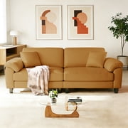 83" Couch Premium PU Leather Sofa, Deep Seat Oversized Loveseat for Living Room Includes 2 Pillows, Brown