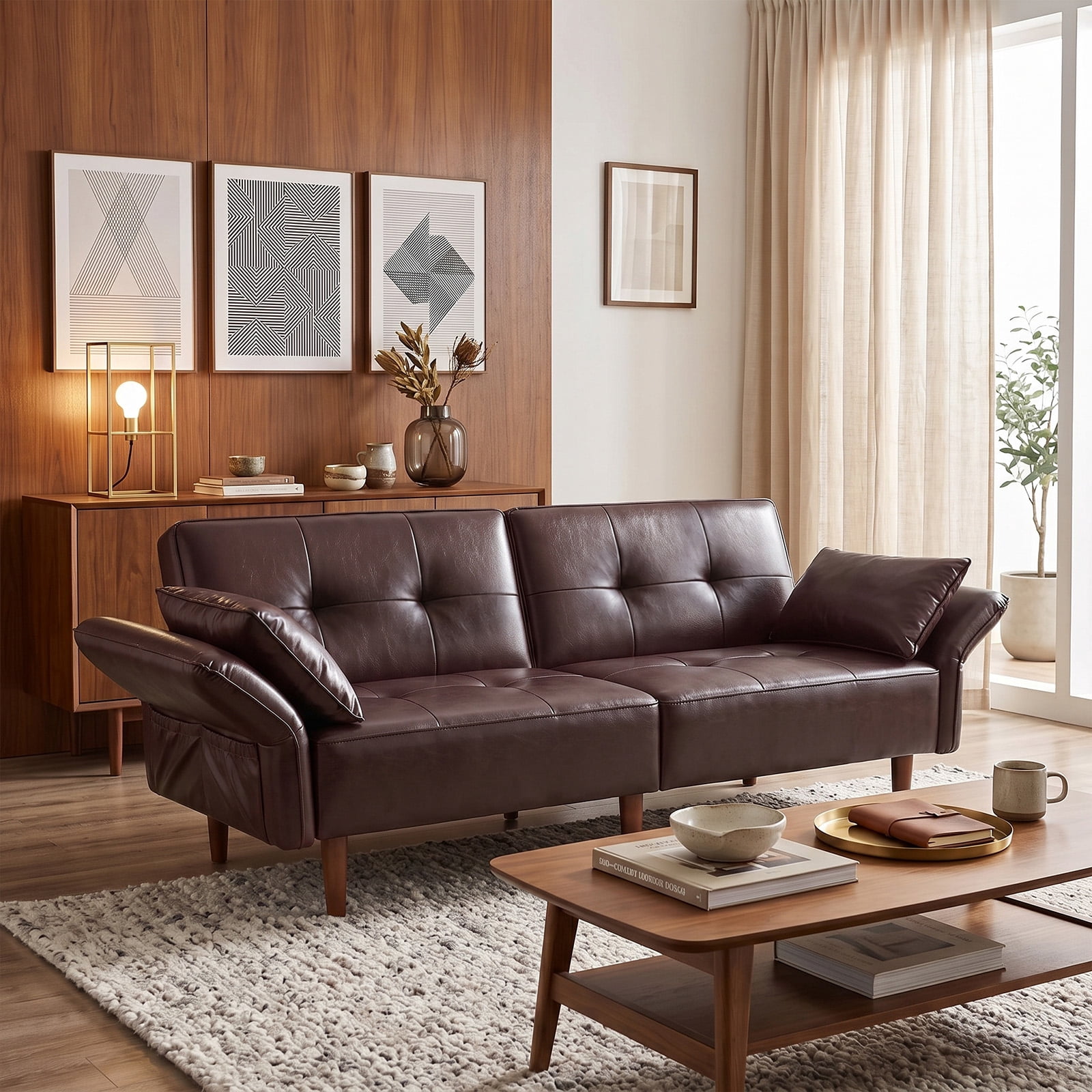 Chocolate Tufted83inchChocolate