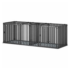 83" Heavy Duty Dog Crate, Extra Large Dog Kennel with Divider & Mat for Large Breeds, Modular Puppy Playpen, Secure Steel Cage