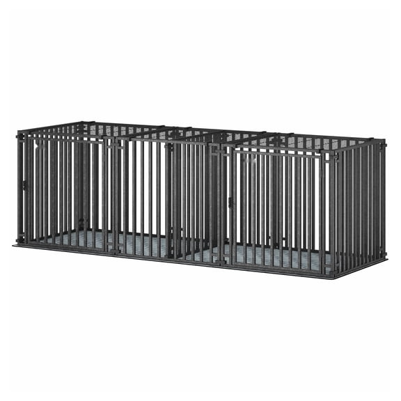 83" Heavy Duty Dog Crate, Extra Large Dog Kennel with Divider & Mat for Large Breeds, Modular Puppy Playpen, Secure Steel Cage