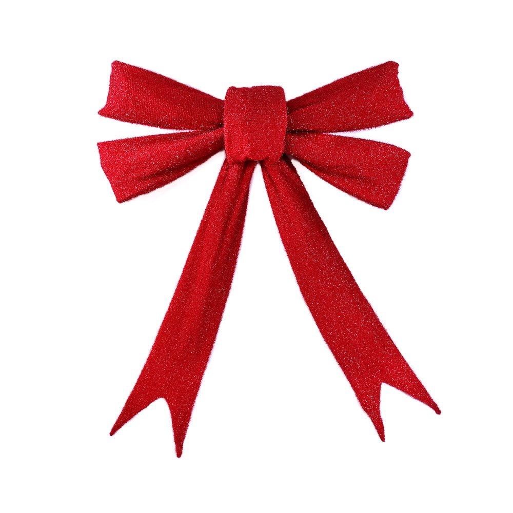 Hi-Line Gifts LED Lighted Bow Christmas Outdoor Wall Decoration - 82.75" - Red