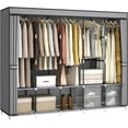 thumbnail image 1 of 83 Inch Wide Portable Closet Wardrobe, Clothes Storage Rack Organizer with Cover, 5 Clothes Hanging Rods and 10 Storage Shelves, Grey, 1 of 16