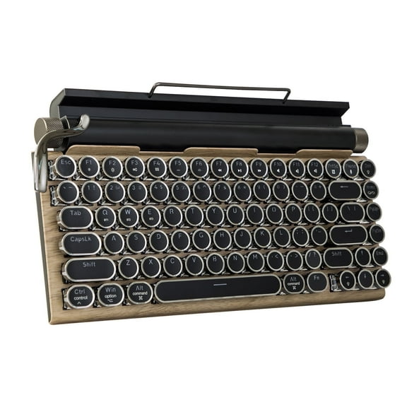 83-Key Retro Bluetooth Wireless Mechanical Typewriter, Ergonomic, Multi-Device, LED Backlit, Wood Color