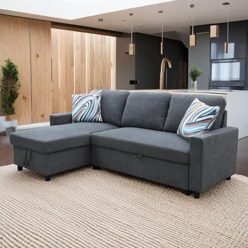 83" LShaped Sectional Sleeper Sofa with Reversible Storage Chaise