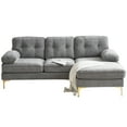 thumbnail image 1 of 83" L-Shaped Sectional Sofa with Chaise Lounge Couch, Modern Velvet Couches with Golden Metal Legs and Armrest, Mudular Sectional Sofa for Living Room Bedroom, Light Gray, 1 of 7