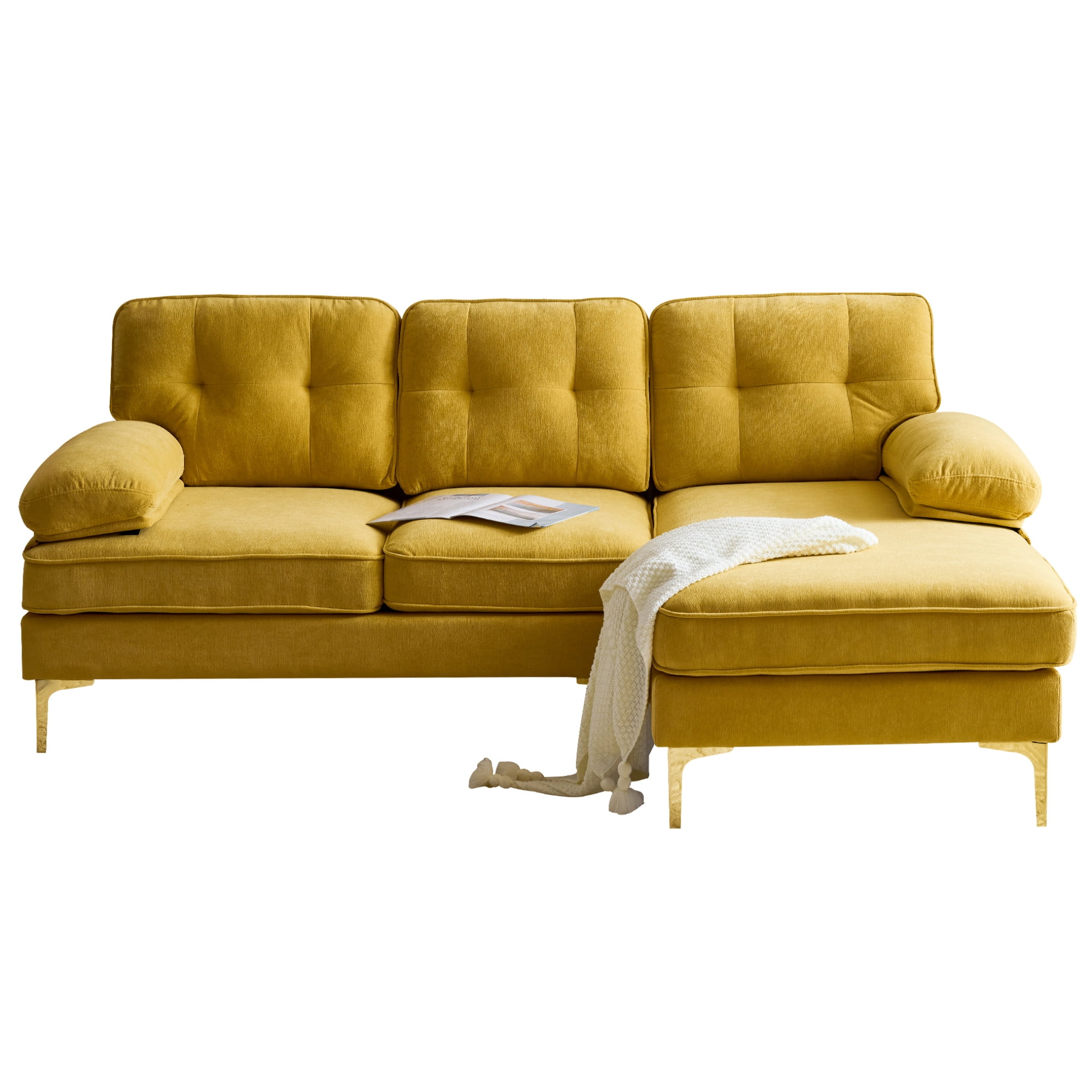 83" LShaped Sectional Sofa with Chaise Lounge Couch, Modern Velvet