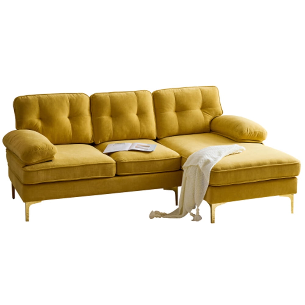 83" Modern Sectional Sofa, Couch Velvet L Shape Couch