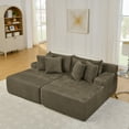 thumbnail image 1 of 83" Oversized Double Chaise Lounge, Compressed Upholstered Sleeper Sofa Bed, Cloud Sectional Couch with Pillows for Living Room, No Assembly Required, Brown, 1 of 10