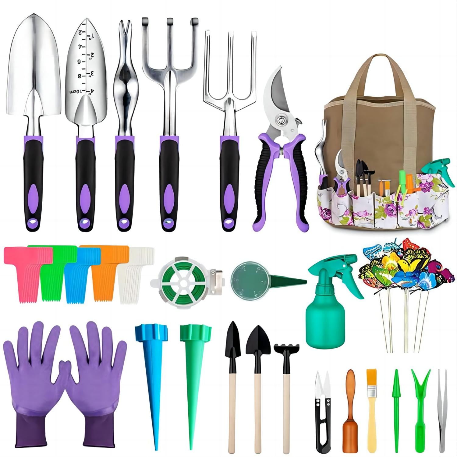 Garden Tools Set, Extra Succulent Tools Set, 83Pcs Heavy Duty Gardening Tools with Garden Tool Bag,Knee Pads Gloves Sprayer Garden Kit, Outdoor Gardening Gifts Tools for Men Women
