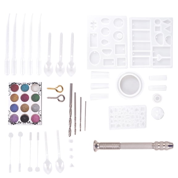 BESTOYARD Crystal Epoxy Molds White Silicone Jewelry Making Tools for DIY 83Pcs